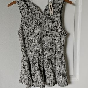 Amadi xs black and white peplum top